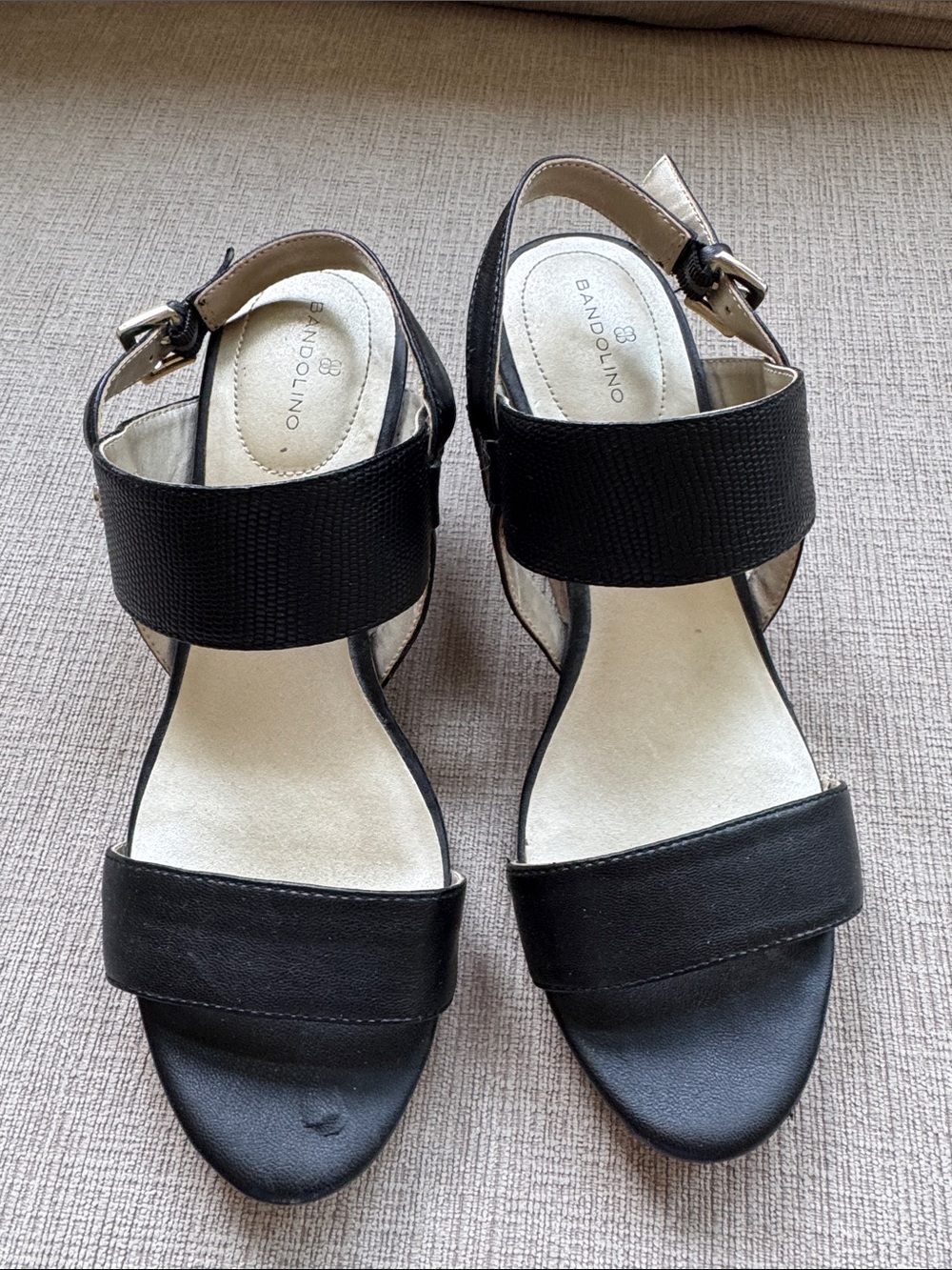 Bandolino Black Two-Strap Elastic Ankle Sandals
